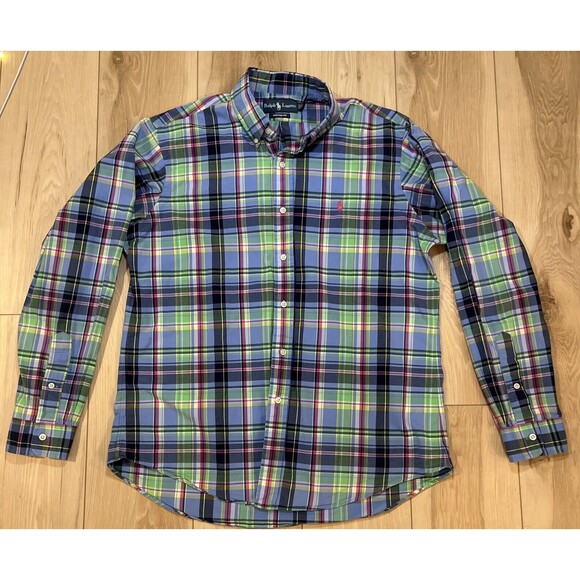 Ralph Lauren Blue Label Other - Ralph Lauren Blue Label Custom Fit Button Up Blue Pink Green Bold Plaid Sz L